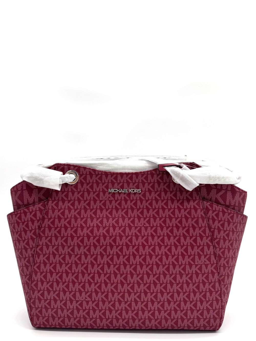 Michael Kors Jet Set Large Signature Logo Shoulder Bag - Maroon